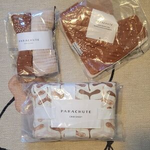 Parachute Home Baby Bundle of Crib Sheet, Bandana Bibs, and Burp Cloths